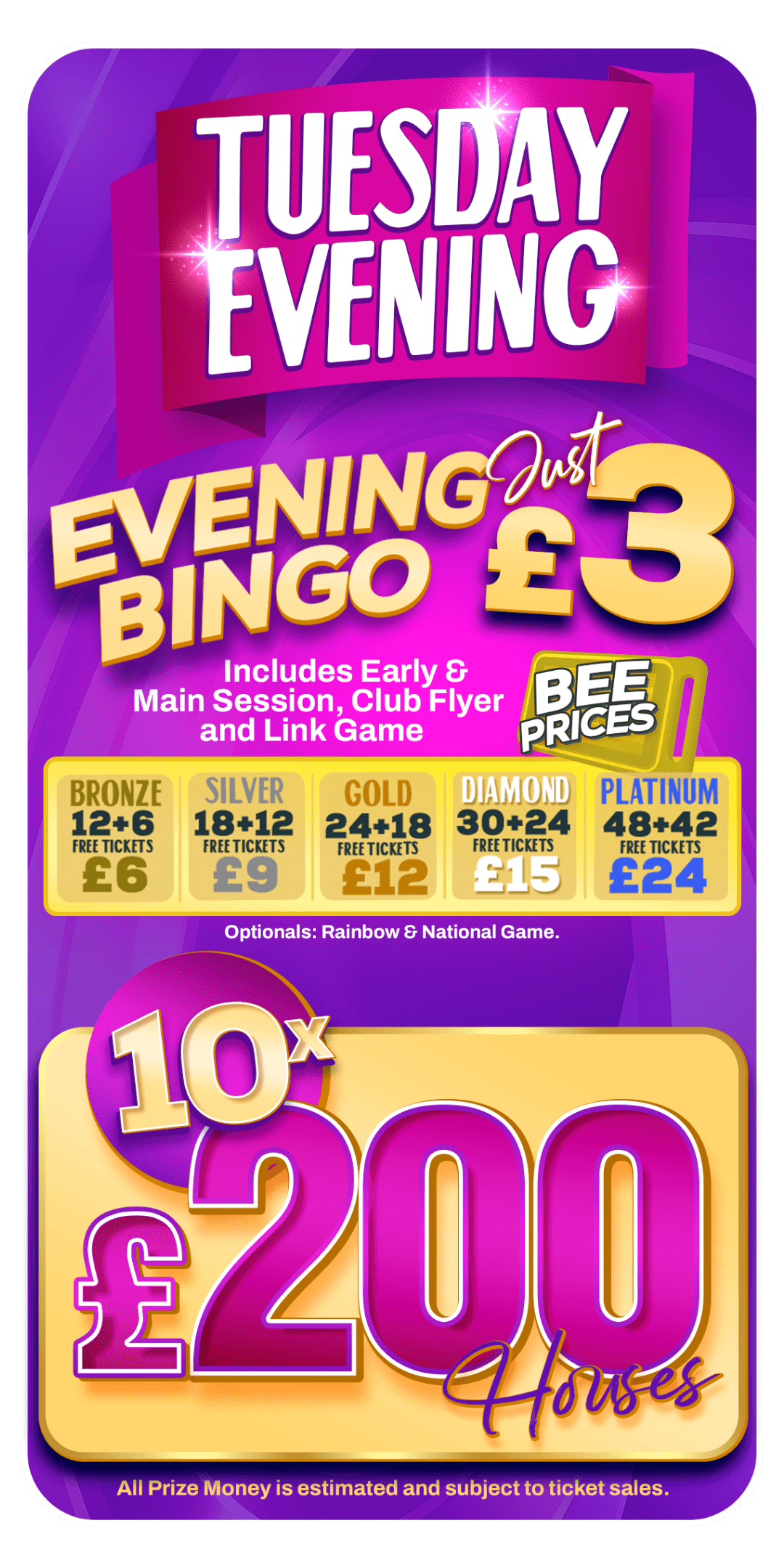 Bingo in Bedford on Tuesday evening